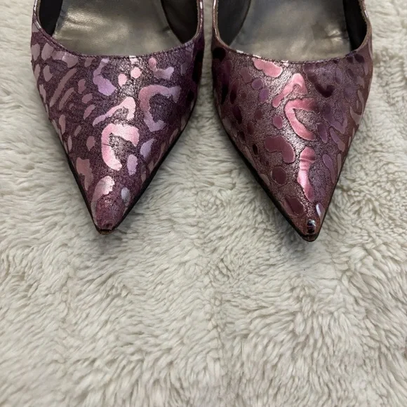 Bruno Magli Metallic Pink Purple Animal Print Pointed Toe Women's Heels Size 7 - Picture 5 of 12
